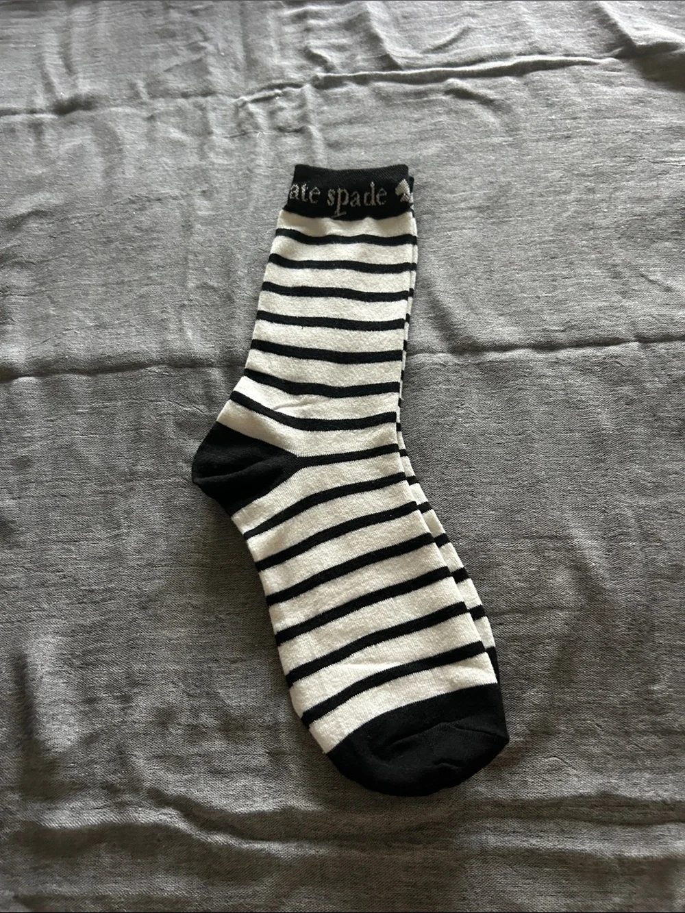 kate spade Black & White Horizontal Stripe Crew Socks